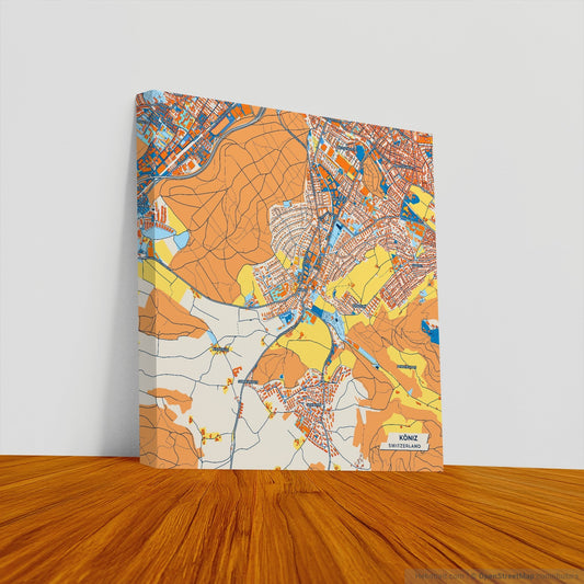 Köniz Switzerland Colorful City Map Canvas Print