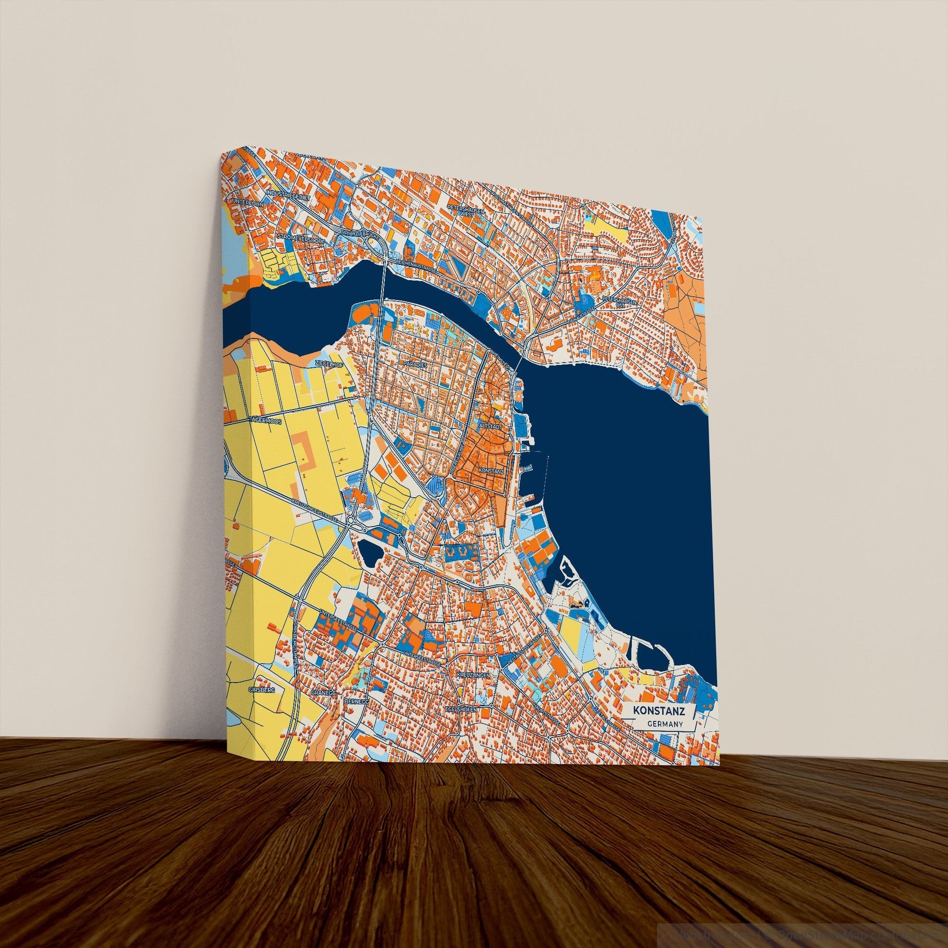 Konstanz Germany Colorful City Map Canvas Print