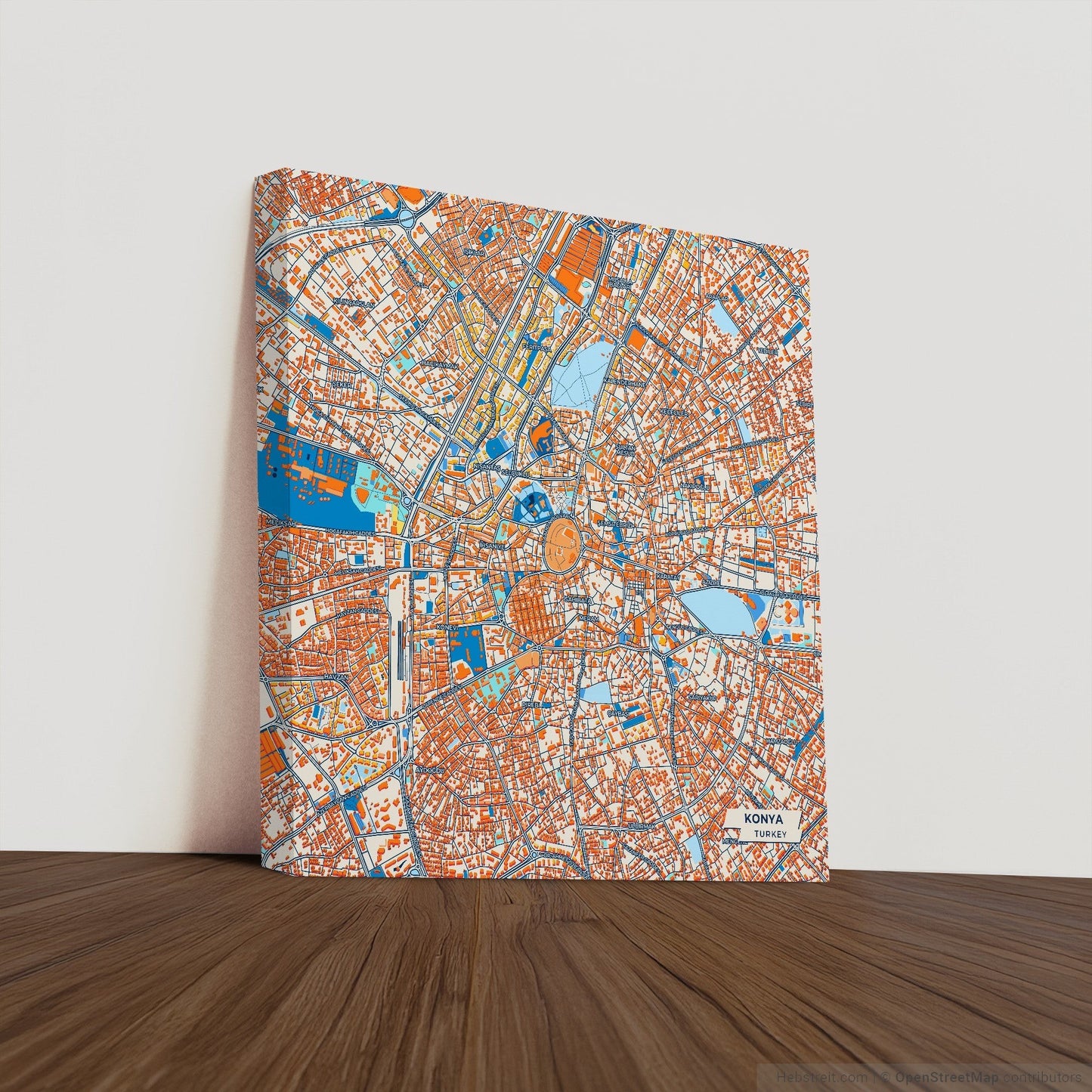 Konya Turkey Colorful City Map Canvas Print