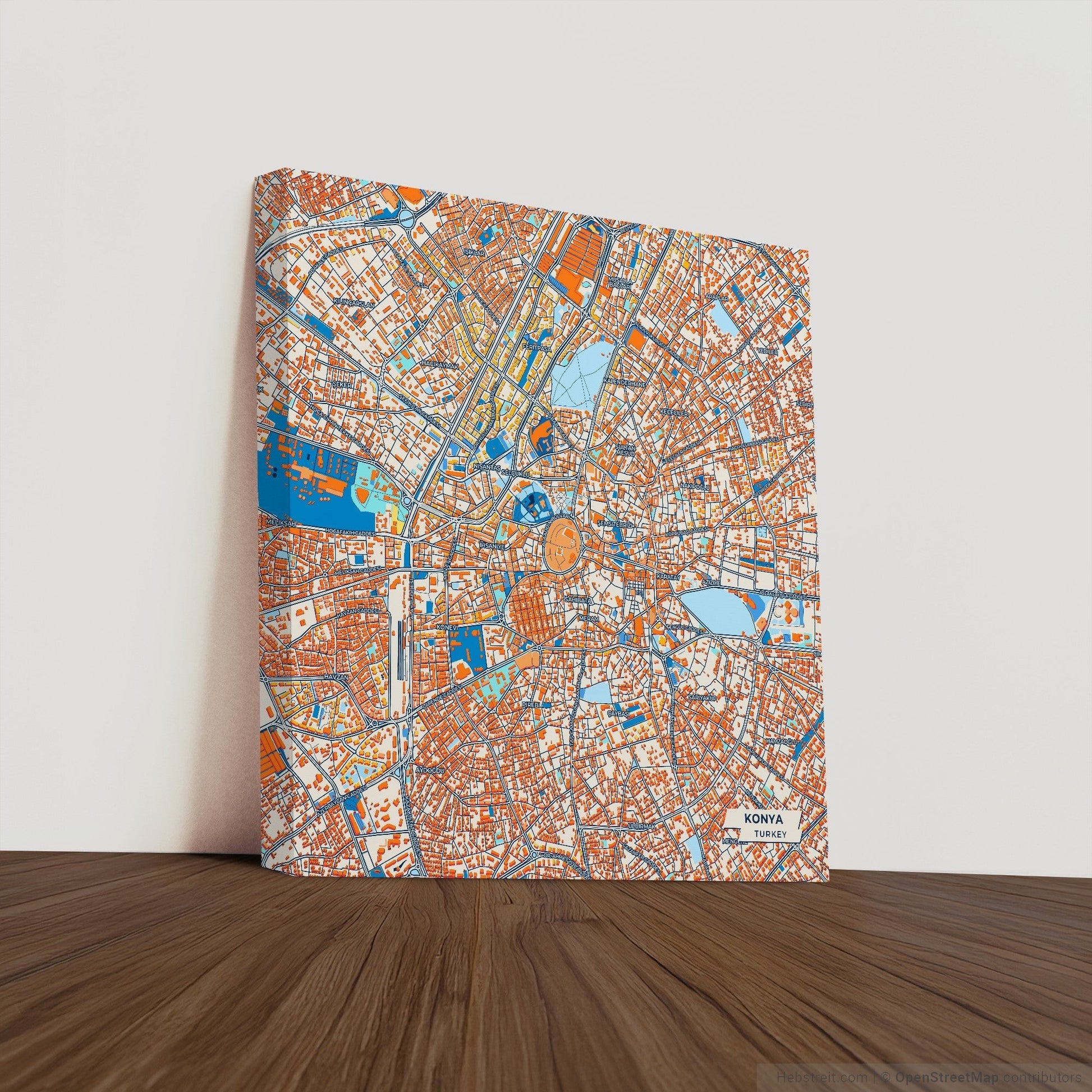 Konya Turkey Colorful City Map Canvas Print