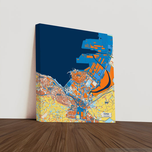 Koper Slovenia Colorful City Map Canvas Print