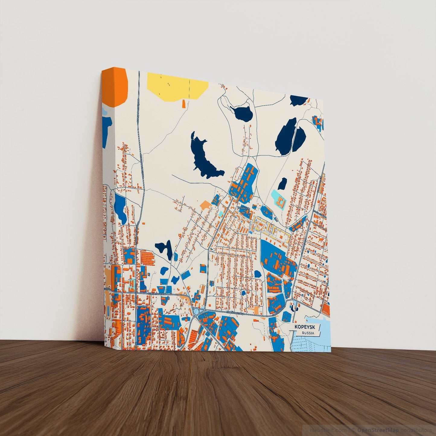 Копейск Russia Colorful City Map Canvas Print