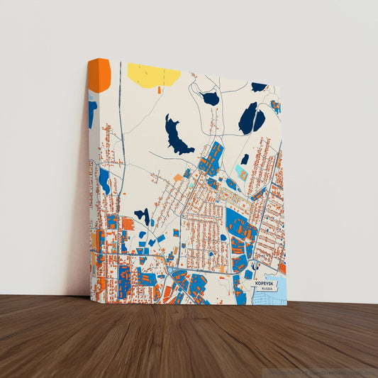 Копейск Russia Colorful City Map Canvas Print