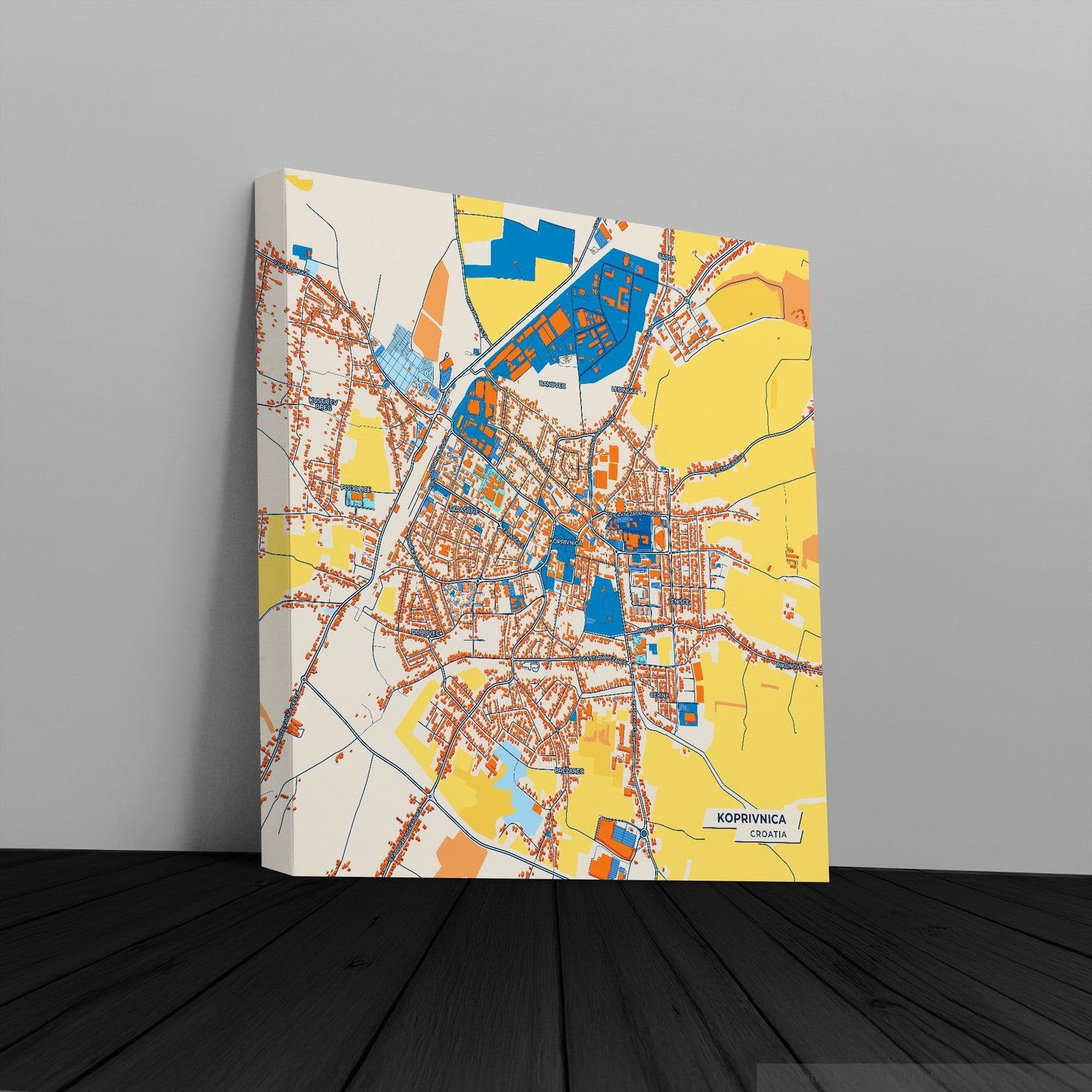 Koprivnica Croatia Colorful City Map Canvas Print