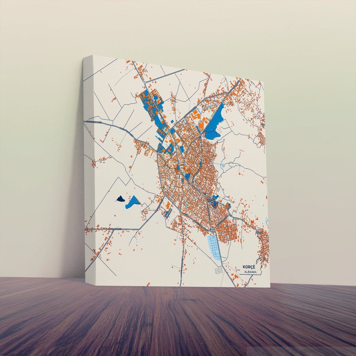 Korçë Albania Colorful City Map Canvas Print