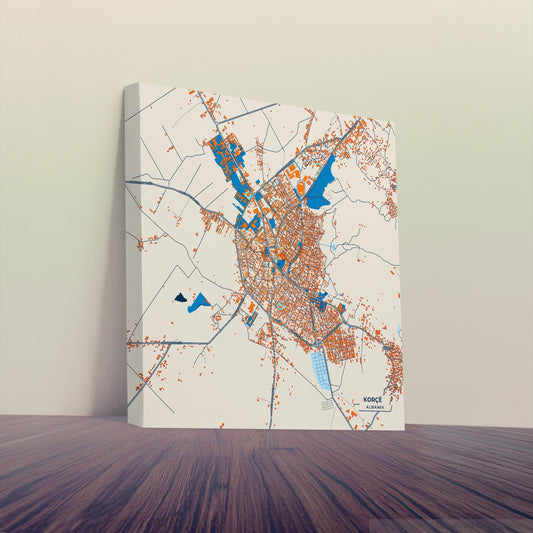 Korçë Albania Colorful City Map Canvas Print