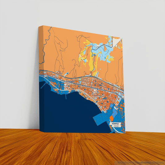 Körfez Turkey Colorful City Map Canvas Print