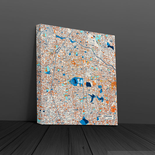 Kōriyama Japan Colorful City Map Canvas Print