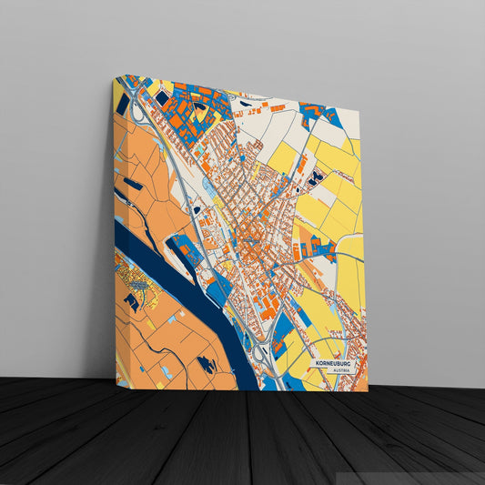 Korneuburg Austria Colorful City Map Canvas Print