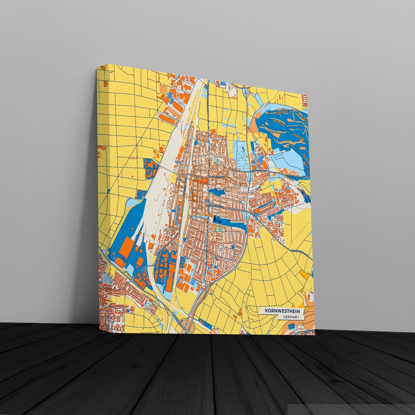 Kornwestheim Germany Colorful City Map Canvas Print