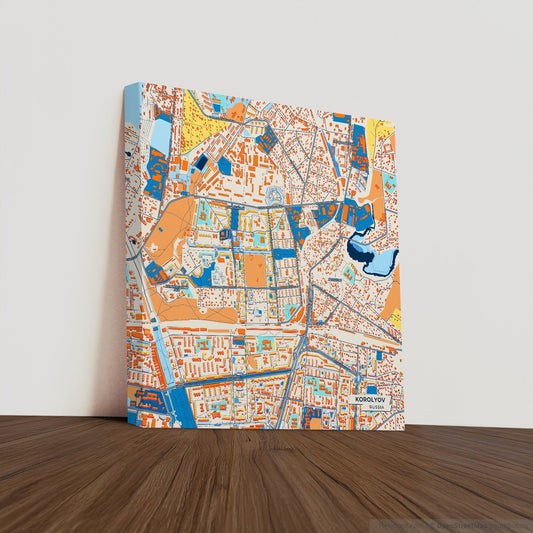 Королев Russia Colorful City Map Canvas Print