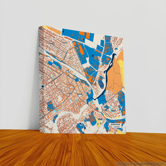 Коростен Ukraine Colorful City Map Canvas Print
