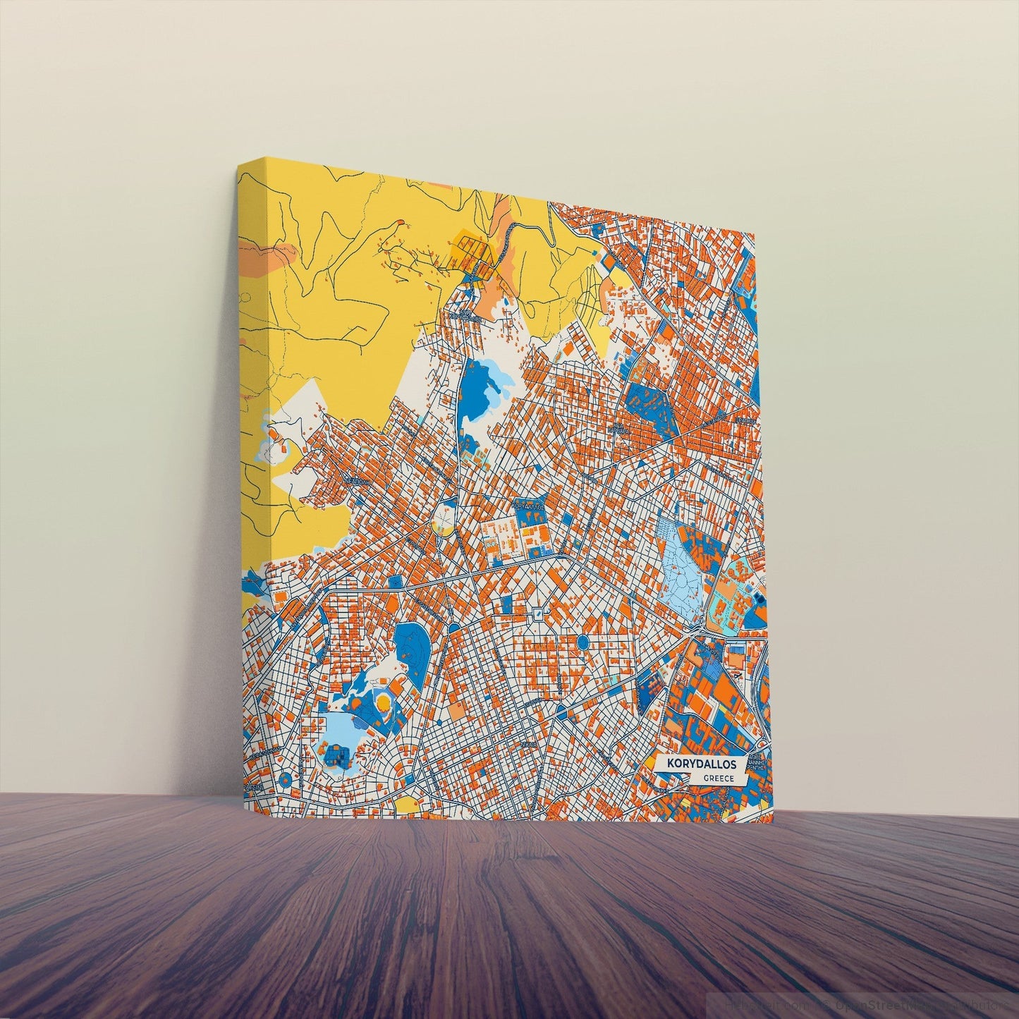 Κορυδαλλος Greece Colorful City Map Canvas Print