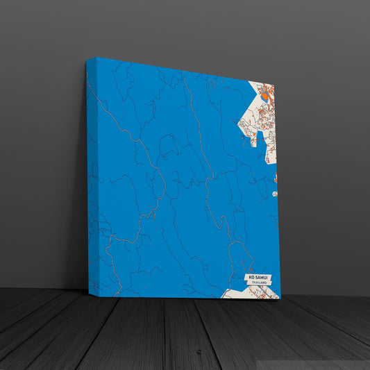 Ko Samui Thailand Colorful City Map Canvas Print