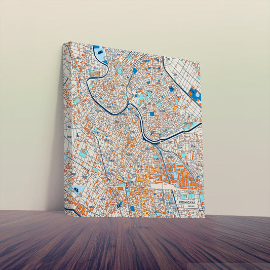 Koshigaya Japan Colorful City Map Canvas Print