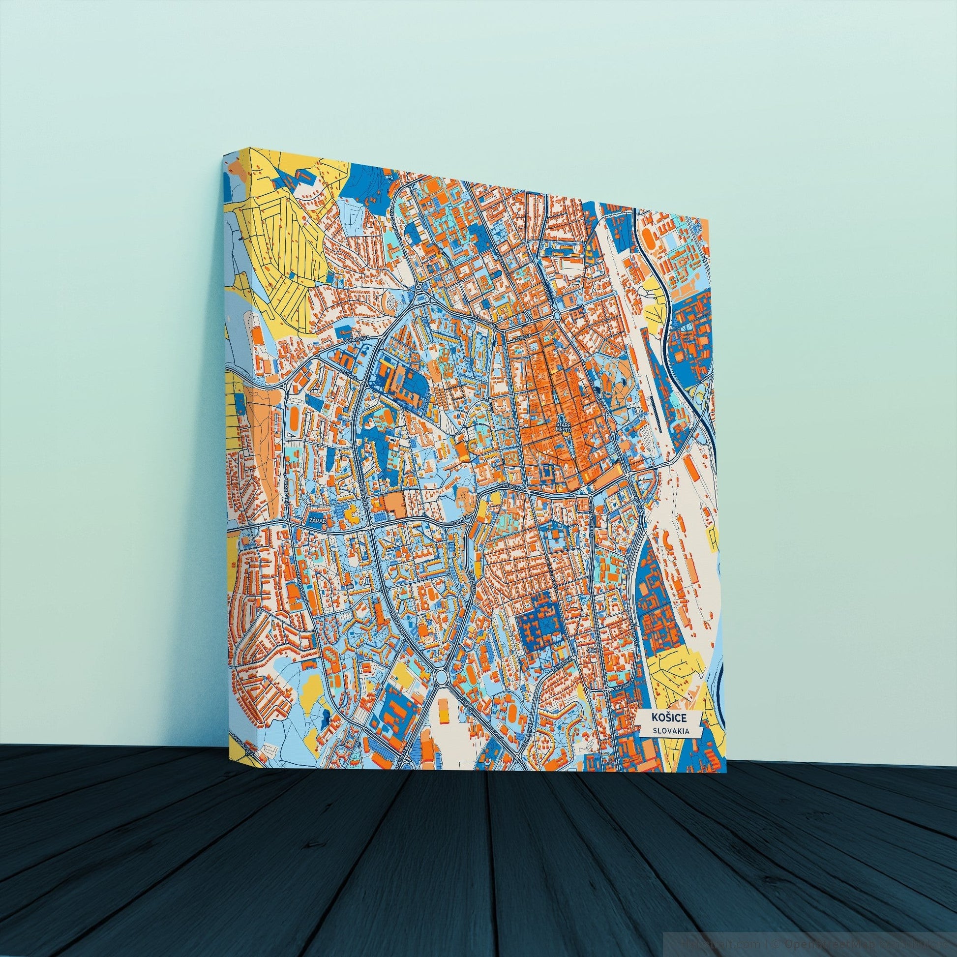 Košice Slovakia Colorful City Map Canvas Print