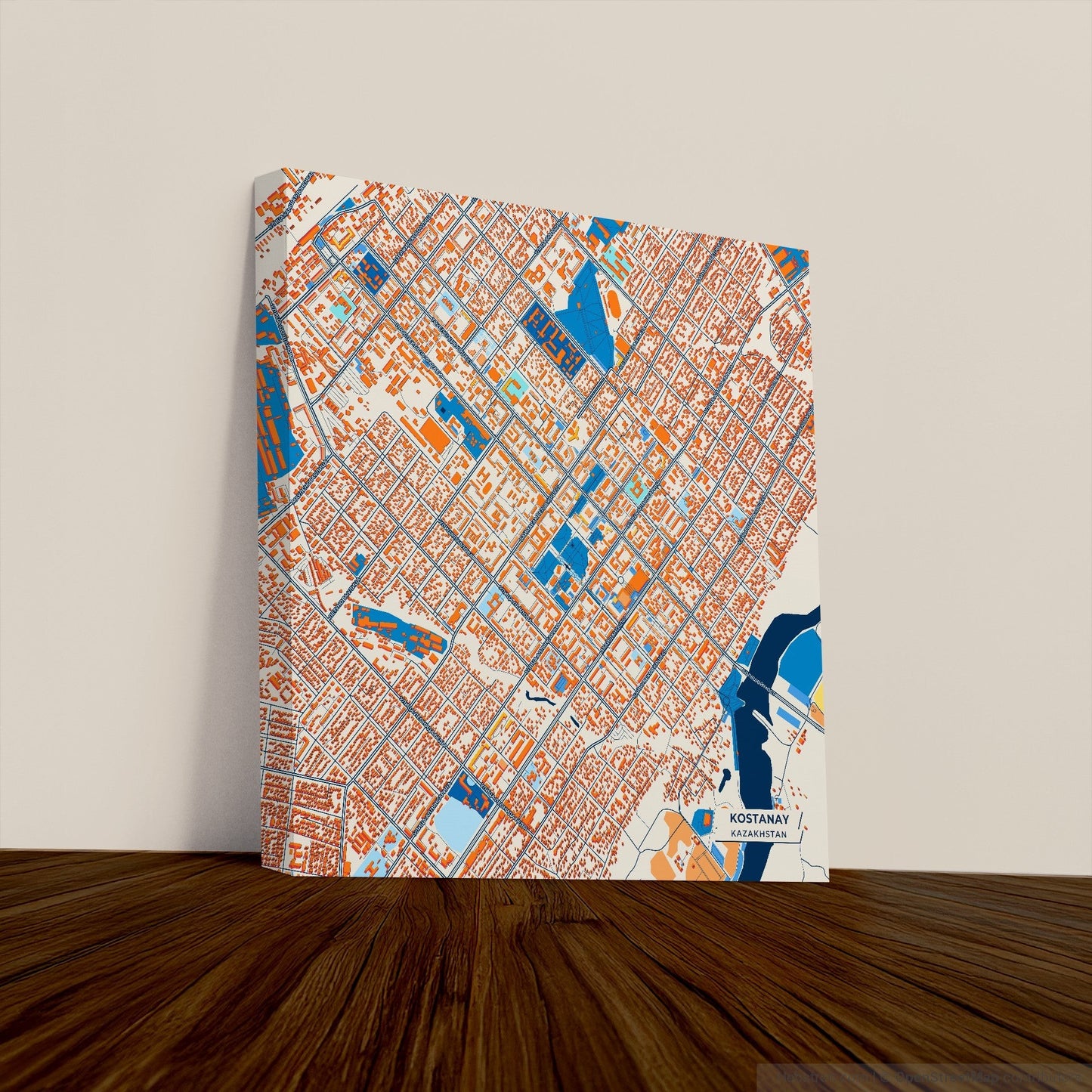 Kostanay Kazakhstan Colorful City Map Canvas Print