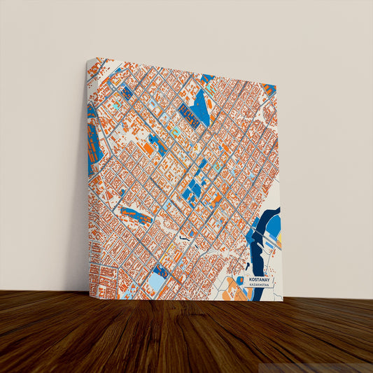 Kostanay Kazakhstan Colorful City Map Canvas Print