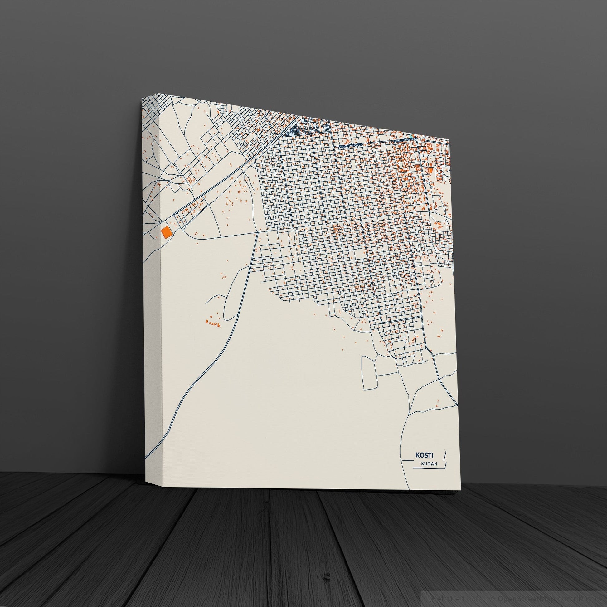 Kosti Sudan Colorful City Map Canvas Print
