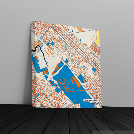 Костіантинівка Ukraine Colorful City Map Canvas Print