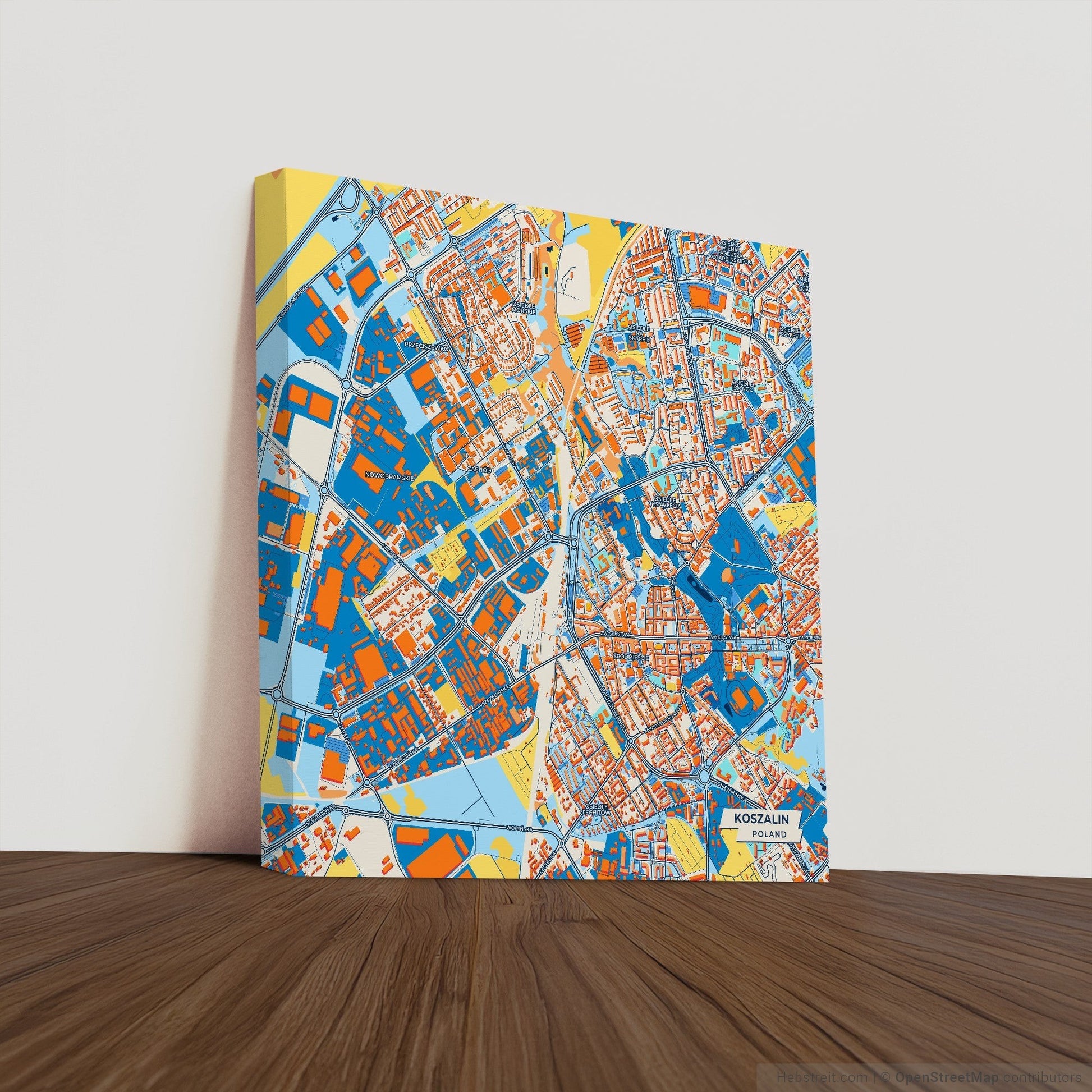 Koszalin Poland Colorful City Map Canvas Print