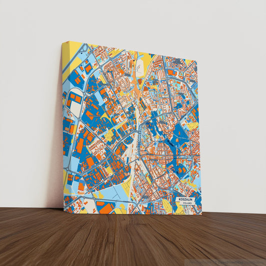 Koszalin Poland Colorful City Map Canvas Print
