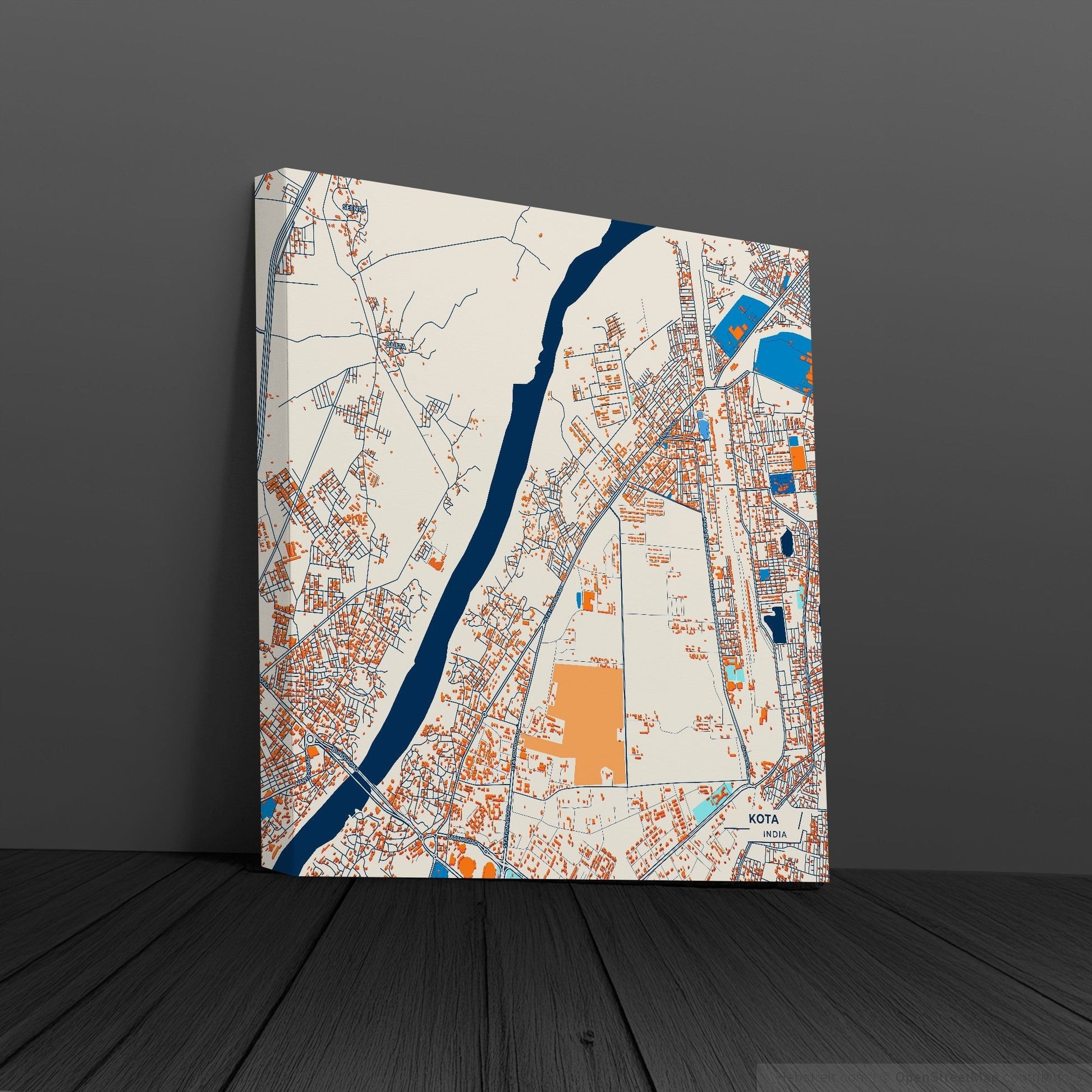 Kota India Colorful City Map Canvas Print