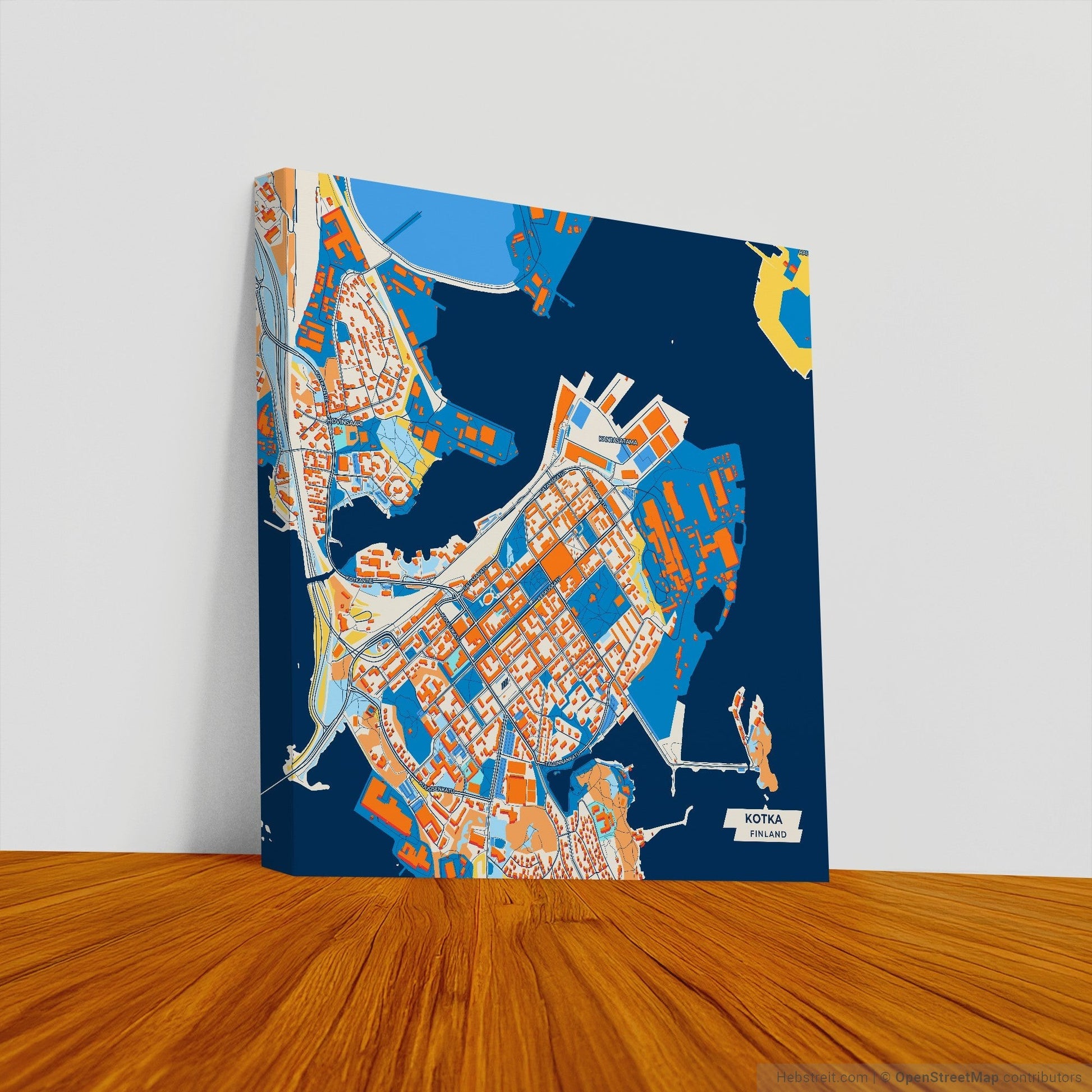 Kotka Finland Colorful City Map Canvas Print
