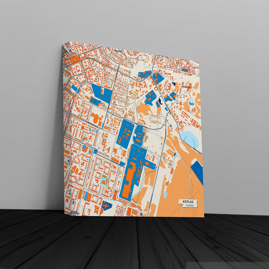 Котлас Russia Colorful City Map Canvas Print