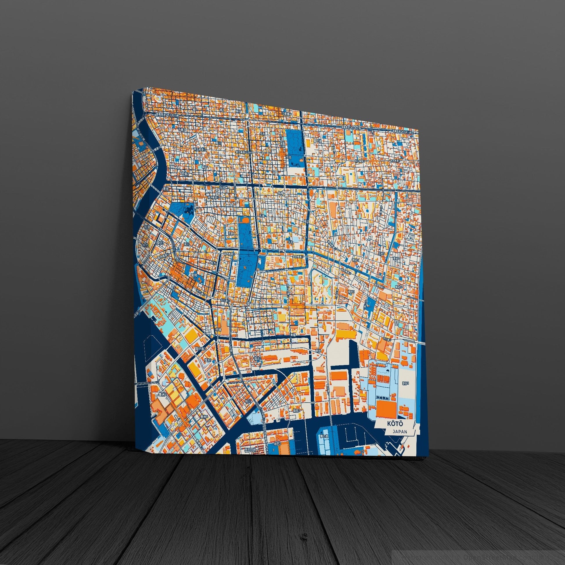 Kōtō Japan Colorful City Map Canvas Print