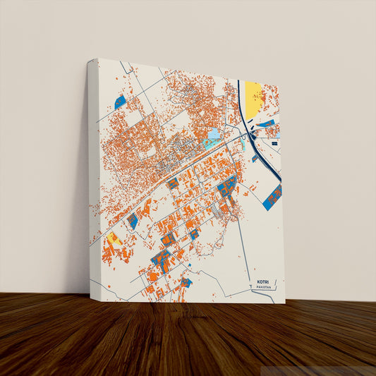 Kotri Pakistan Colorful City Map Canvas Print