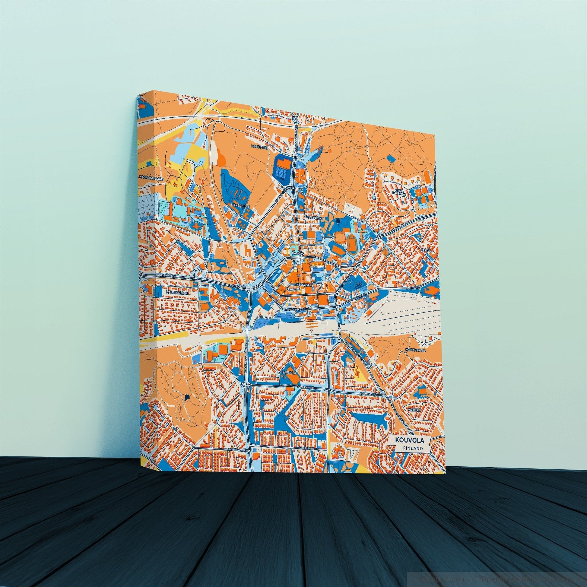 Kouvola Finland Colorful City Map Canvas Print