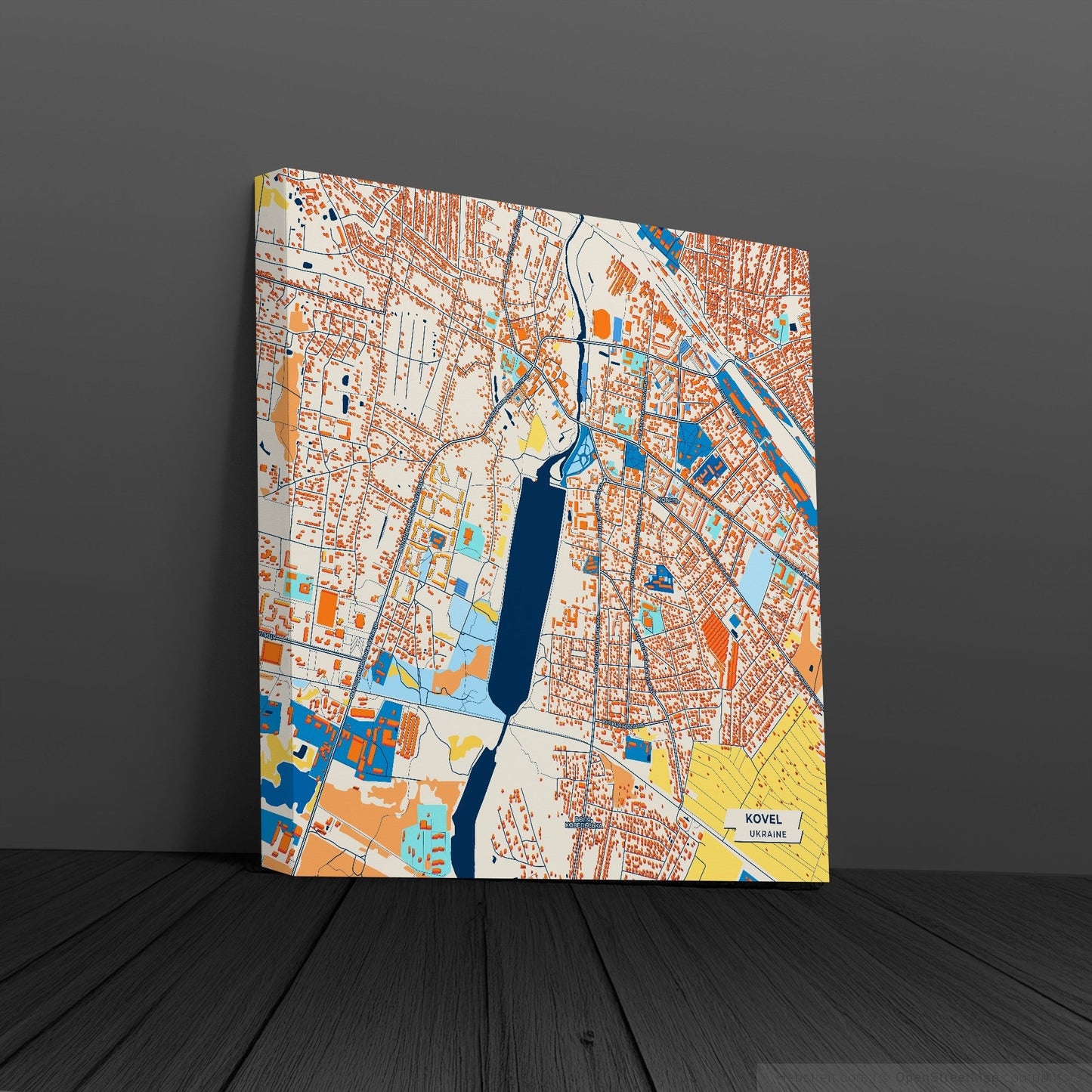 Ковель Ukraine Colorful City Map Canvas Print