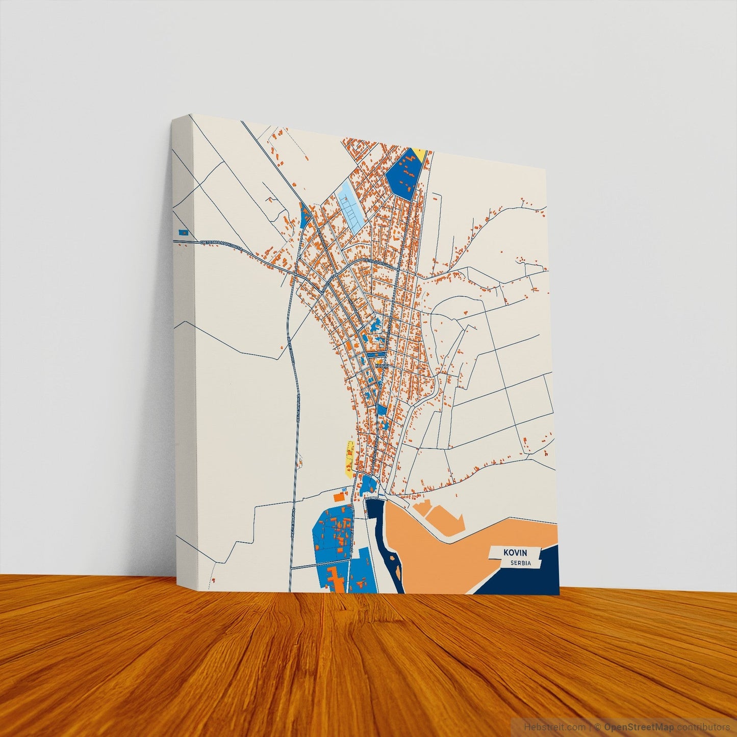 Ковин Serbia Colorful City Map Canvas Print