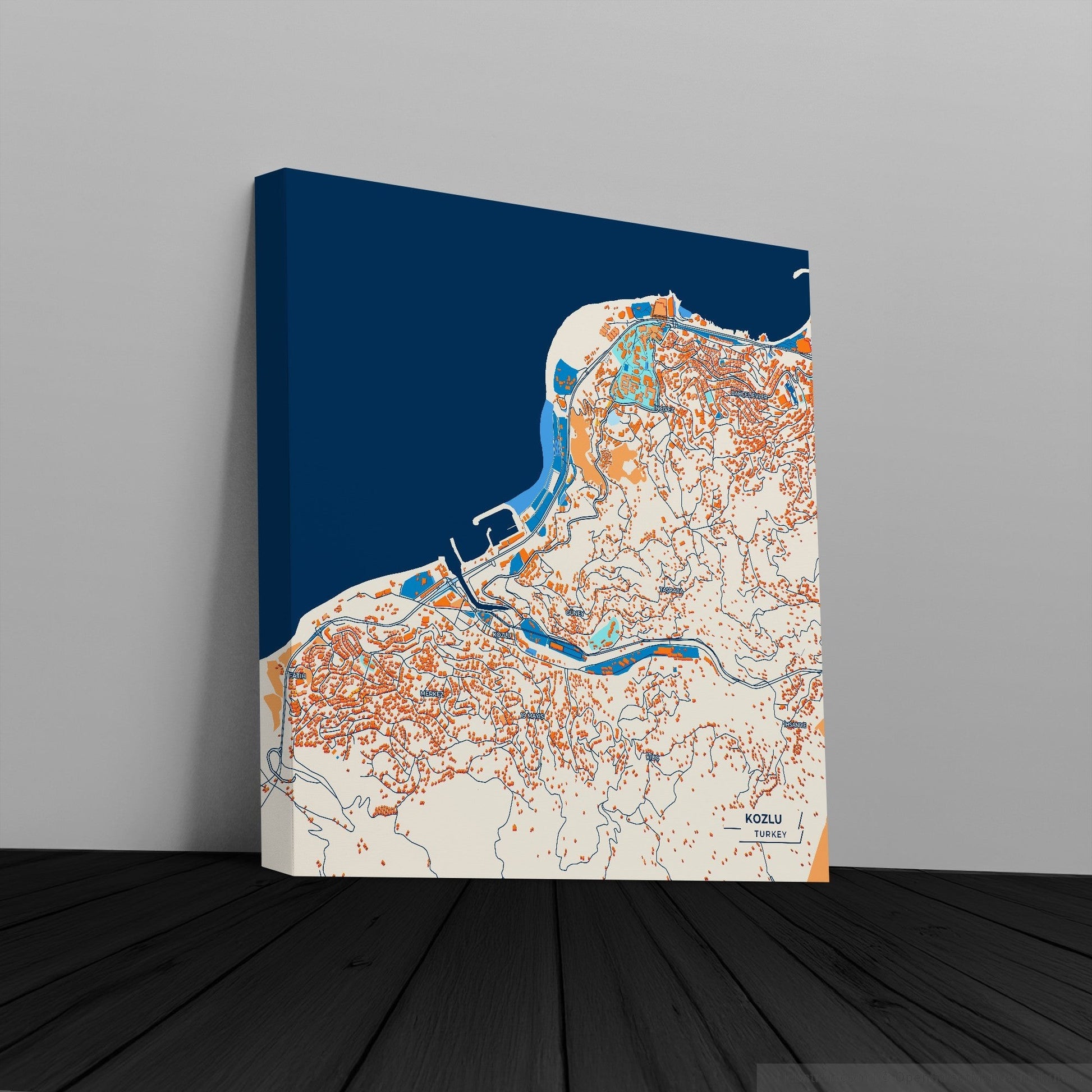 Kozlu Turkey Colorful City Map Canvas Print
