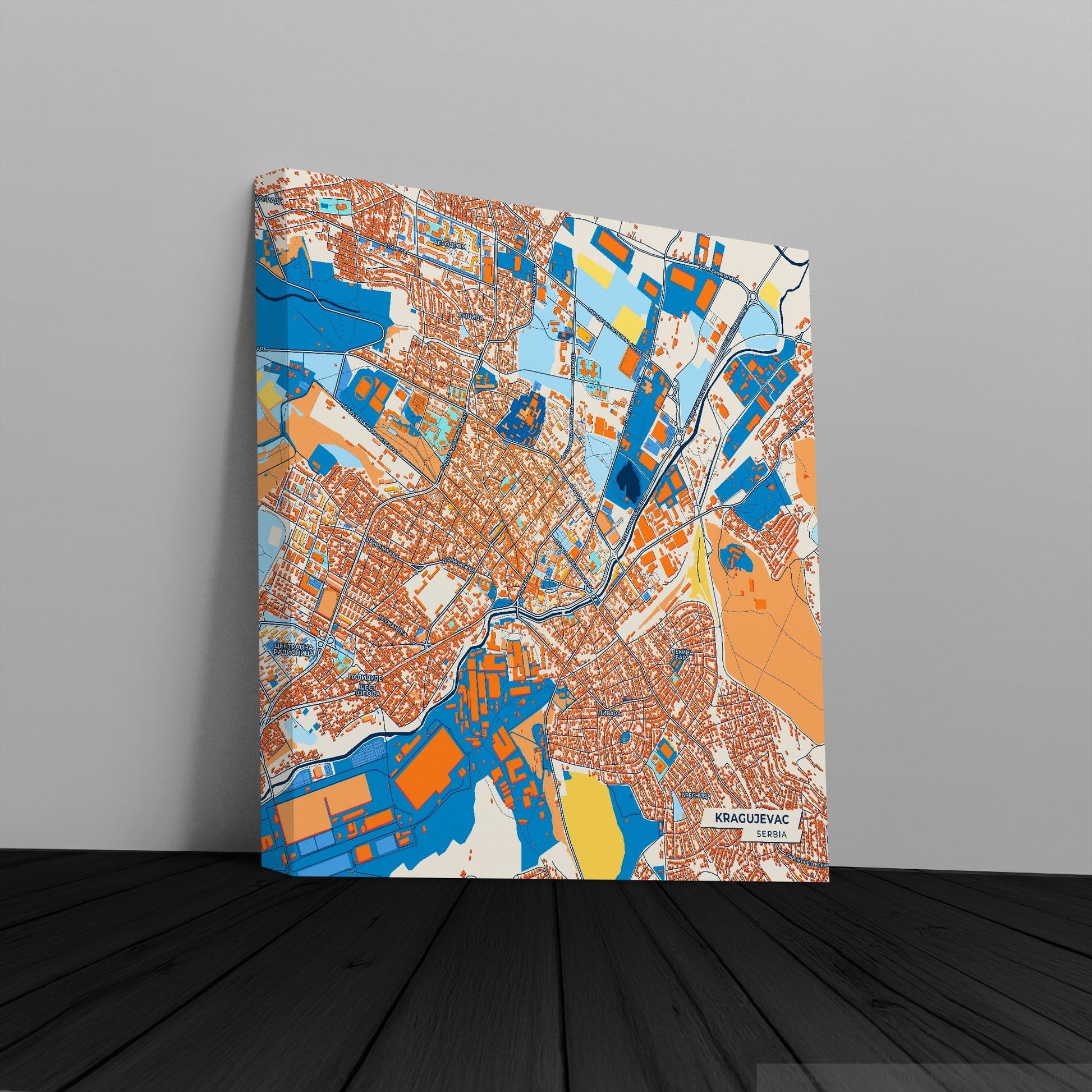 Крагујевац Serbia Colorful City Map Canvas Print