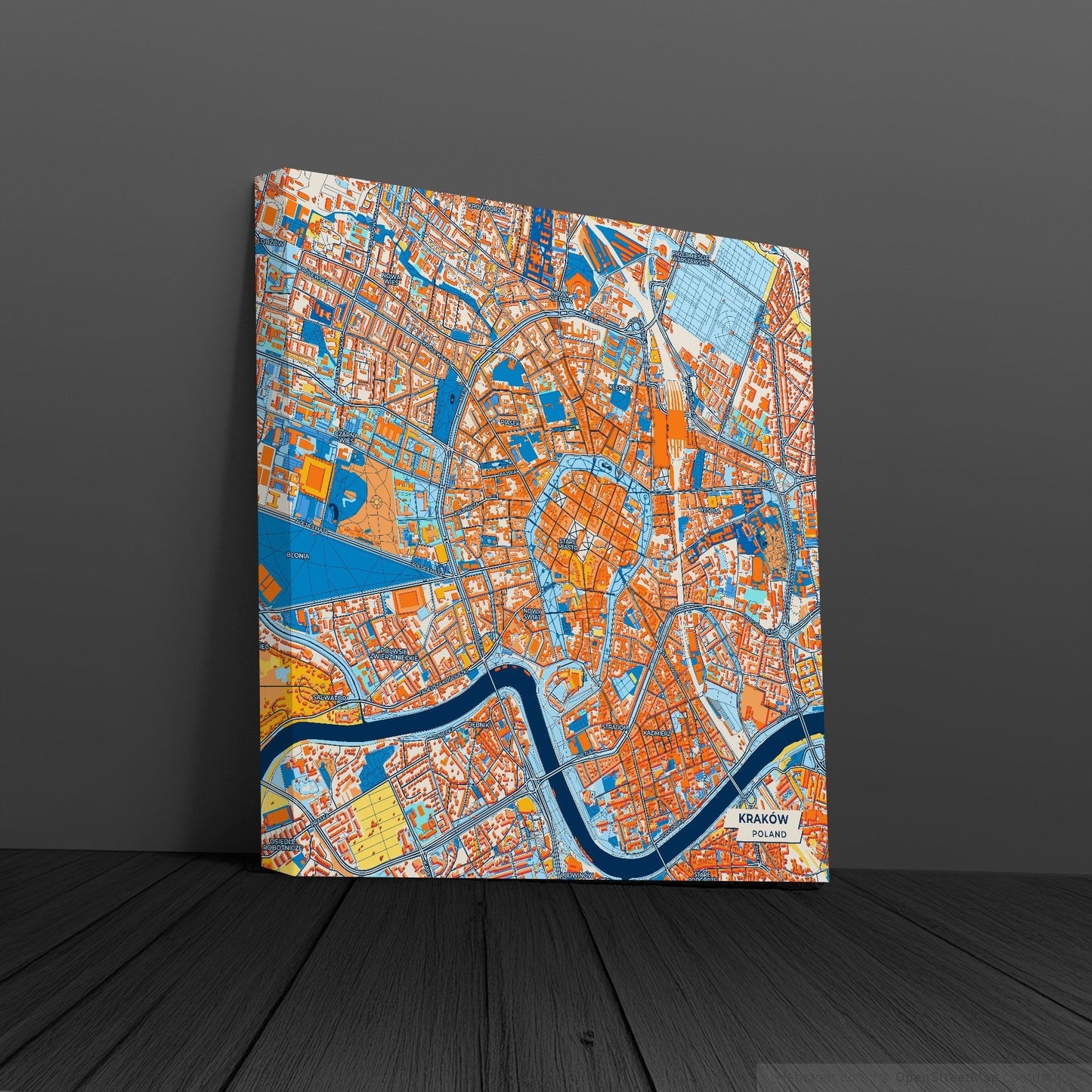 Kraków Poland Colorful City Map Canvas Print