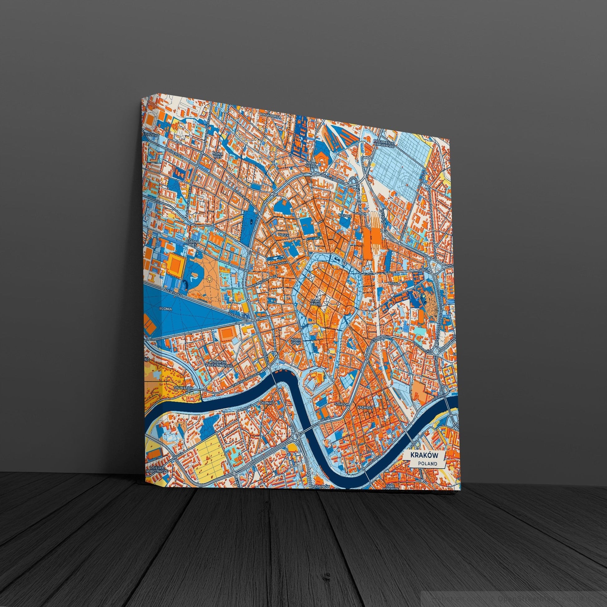Kraków Poland Colorful City Map Canvas Print