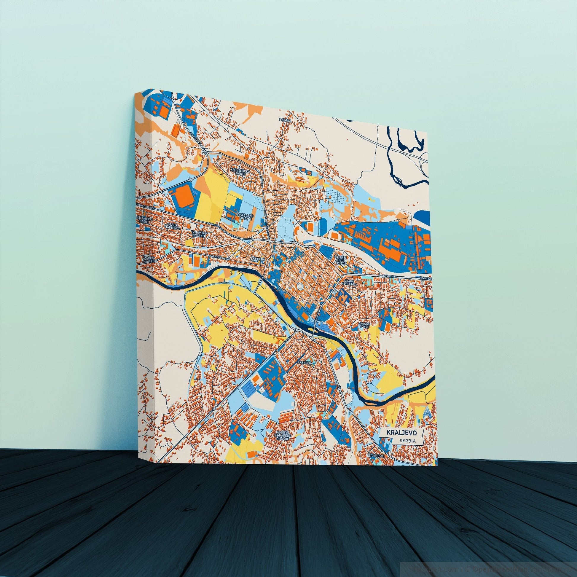 Краљево Serbia Colorful City Map Canvas Print