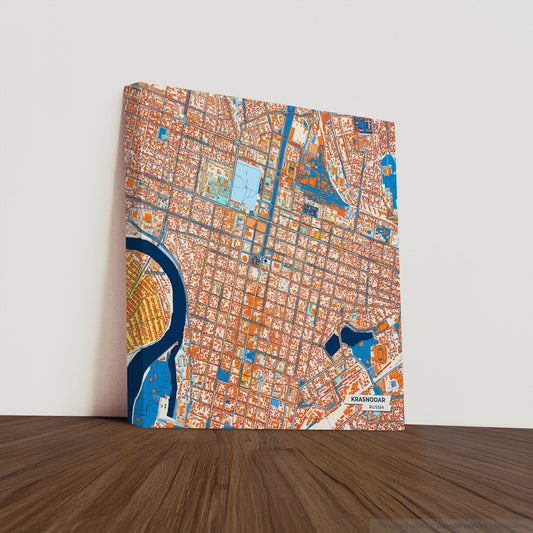 Краснодар Russia Colorful City Map Canvas Print
