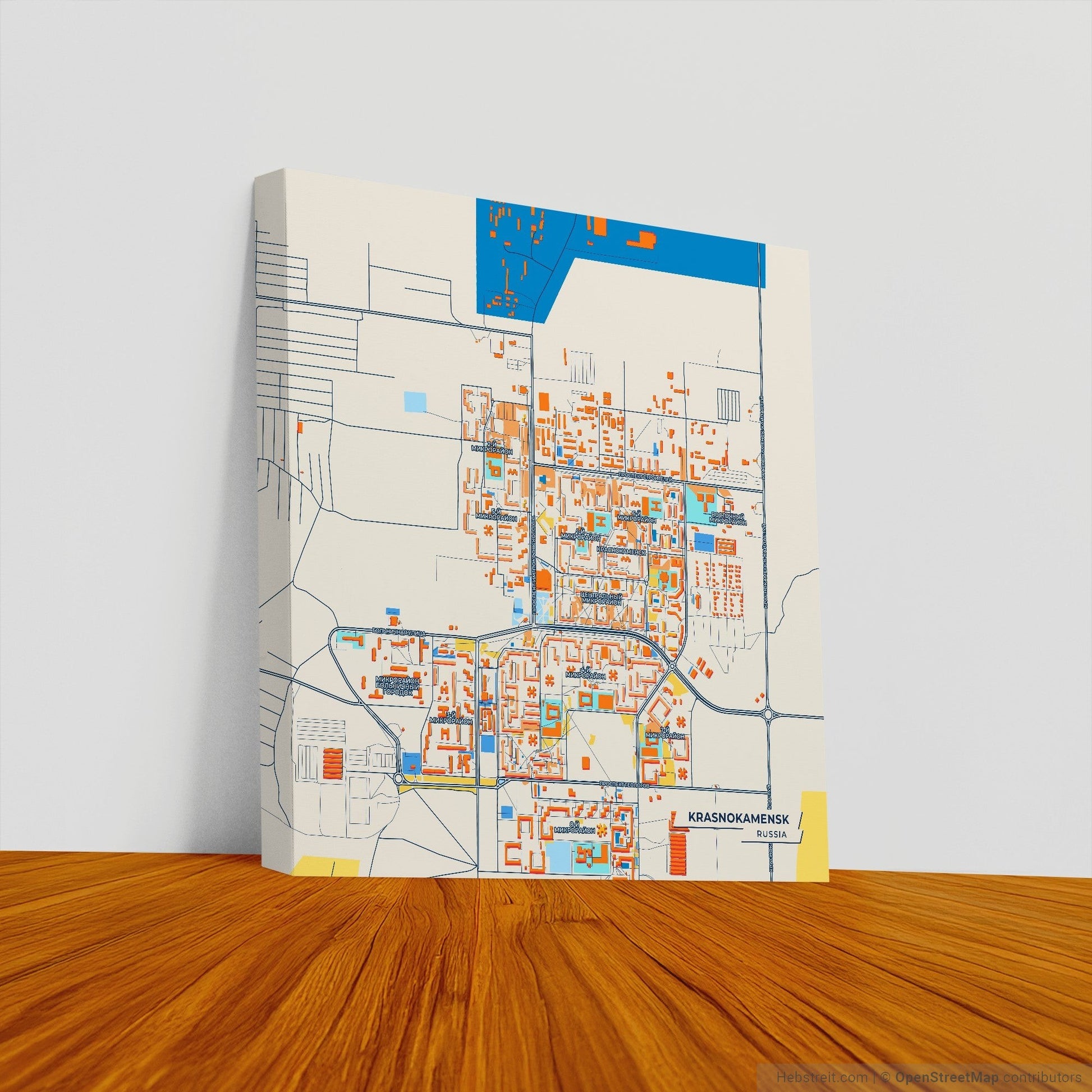 Краснокаменск Russia Colorful City Map Canvas Print