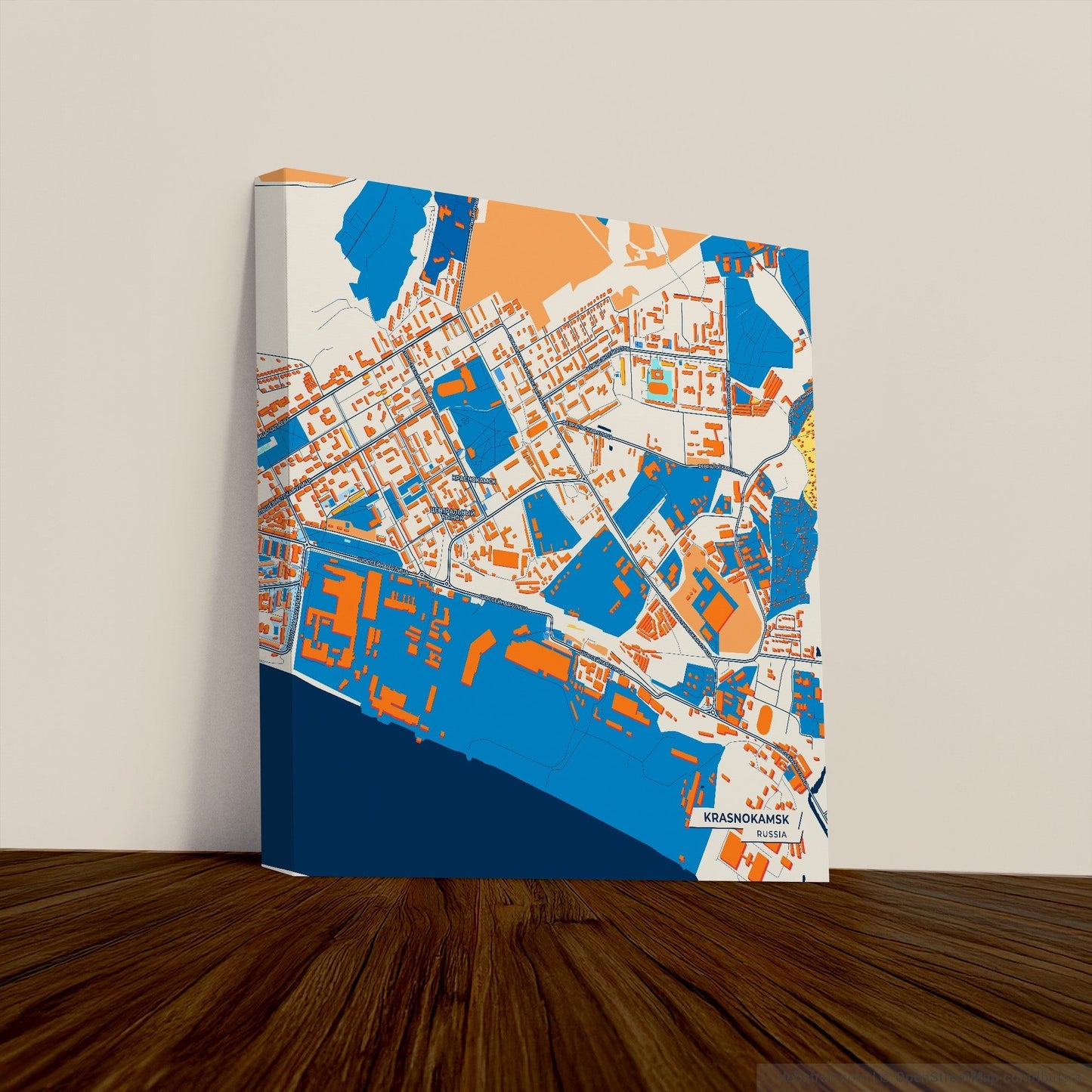 Краснокамск Russia Colorful City Map Canvas Print