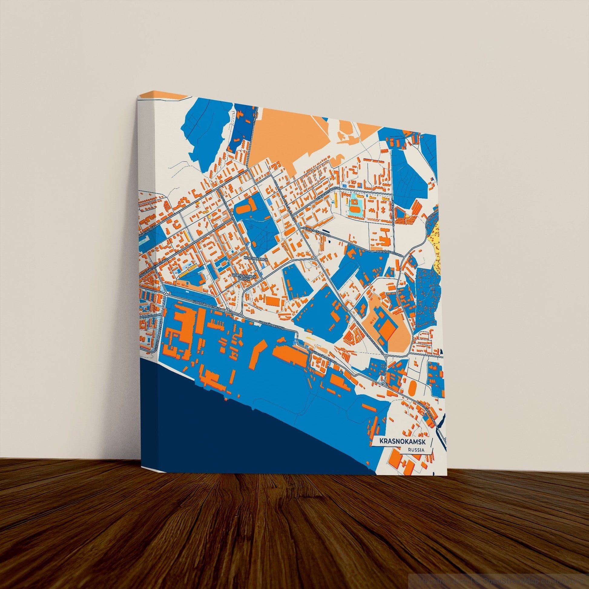 Краснокамск Russia Colorful City Map Canvas Print