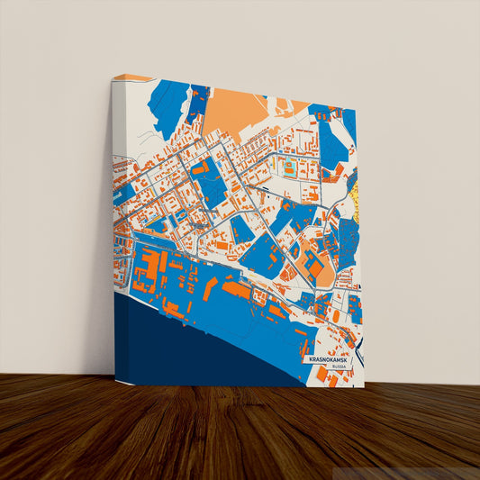 Краснокамск Russia Colorful City Map Canvas Print