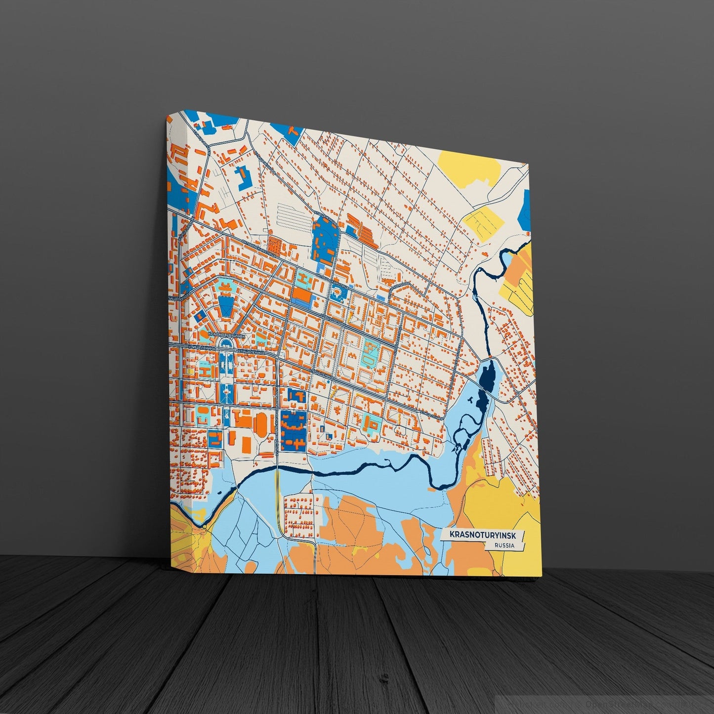 Краснотурьинск Russia Colorful City Map Canvas Print