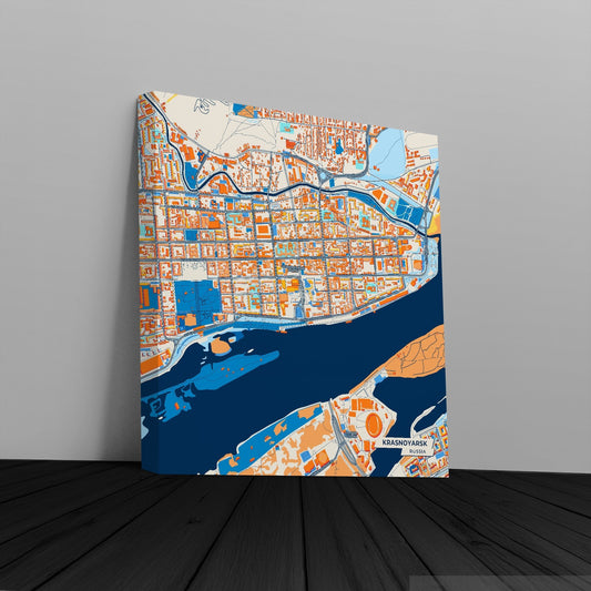 Красноярск Russia Colorful City Map Canvas Print