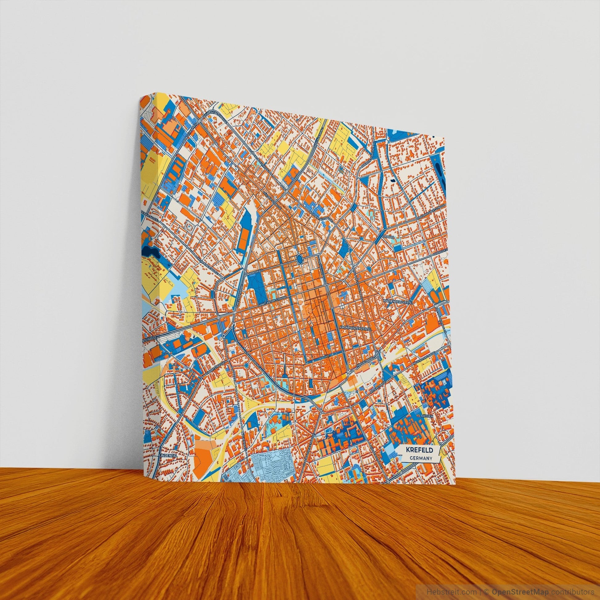 Krefeld Germany Colorful City Map Canvas Print