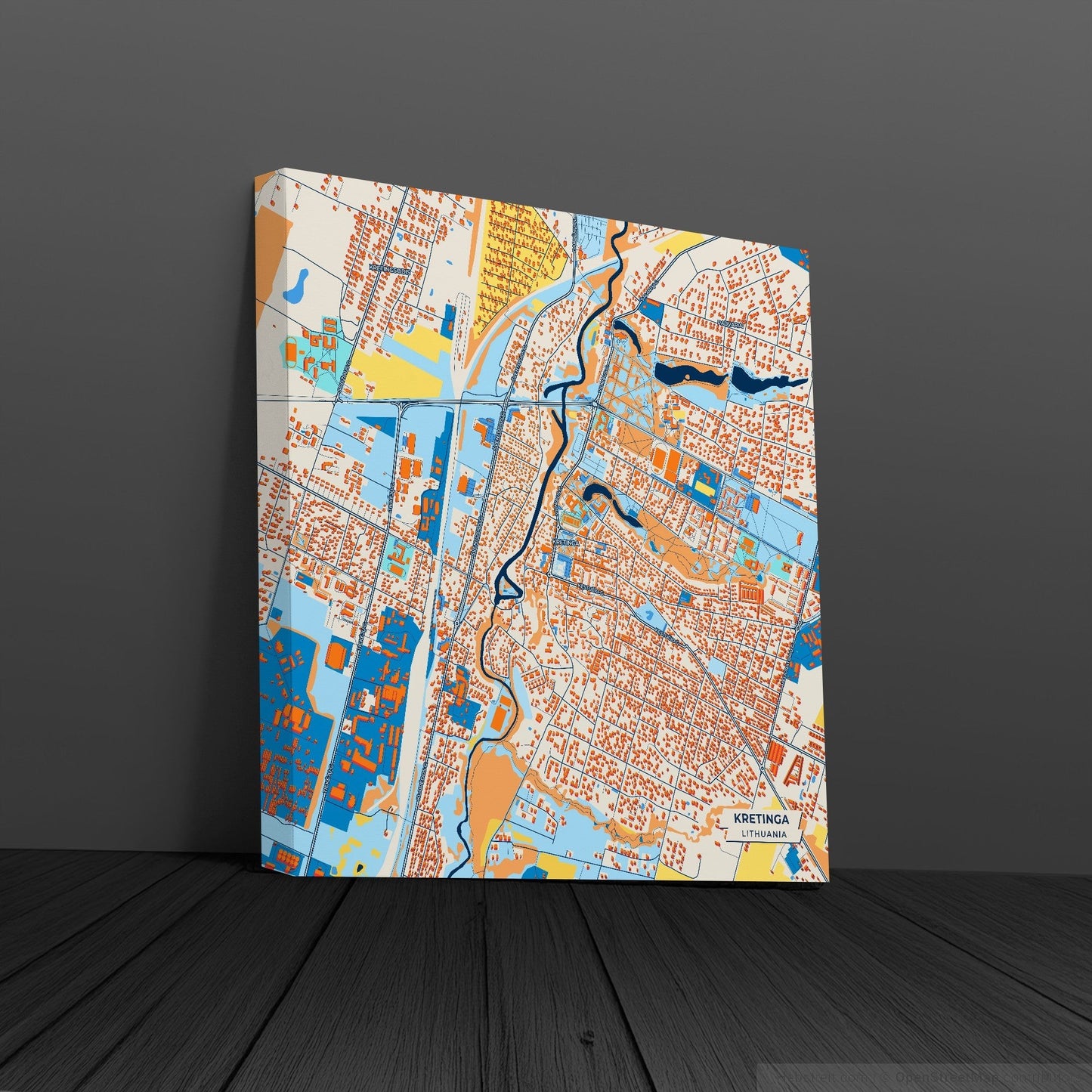 Kretinga Lithuania Colorful City Map Canvas Print