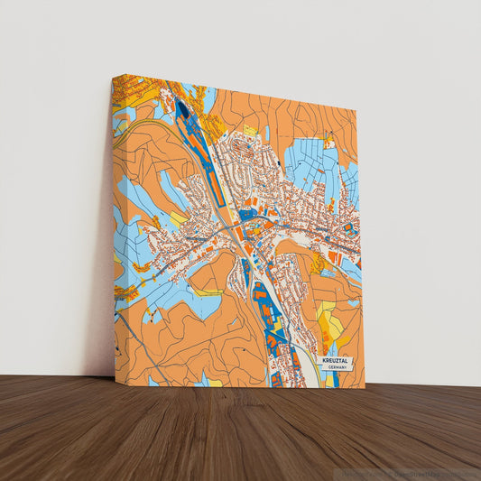 Kreuztal Germany Colorful City Map Canvas Print