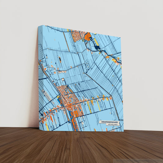 Krimpenerwaard Netherlands Colorful City Map Canvas Print